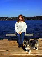 Roberta Williams and her husband, a dog.